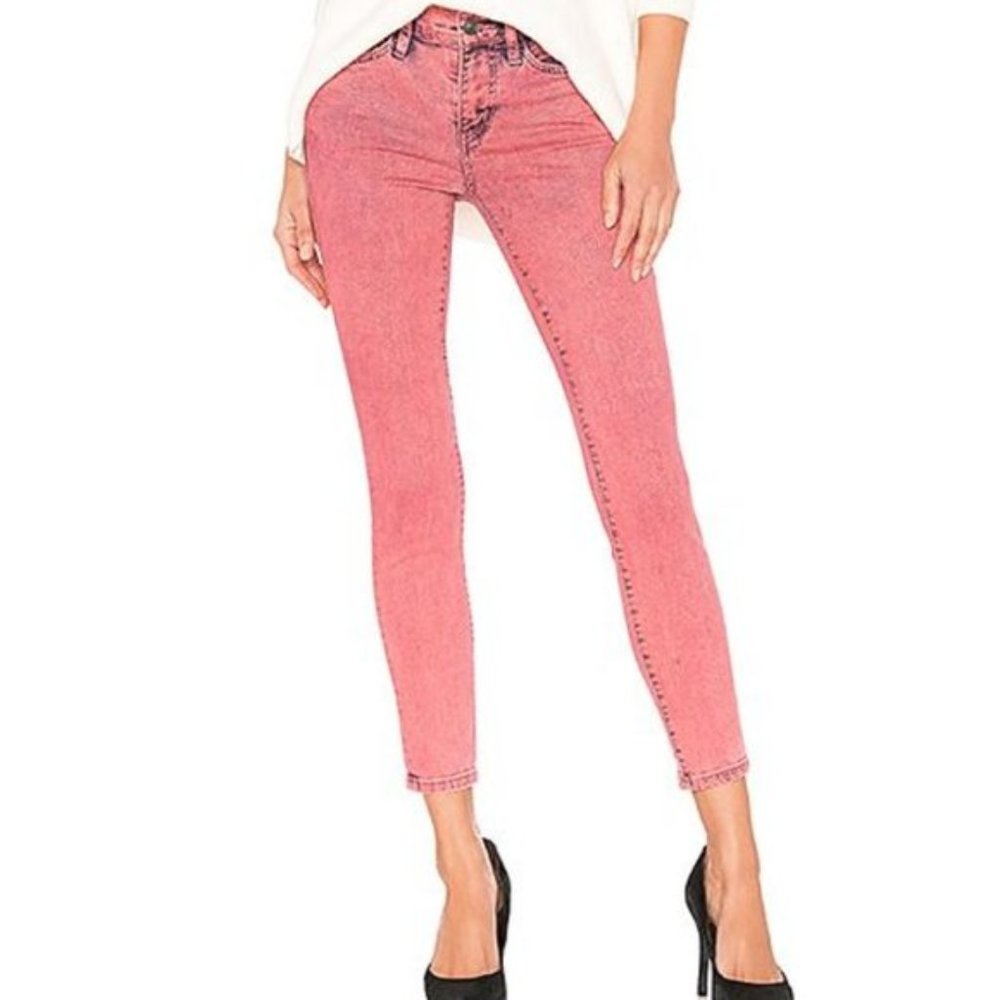 🔆NWT CURRENT/ELLIOTT Acid Wash Pink Cropped Jeans